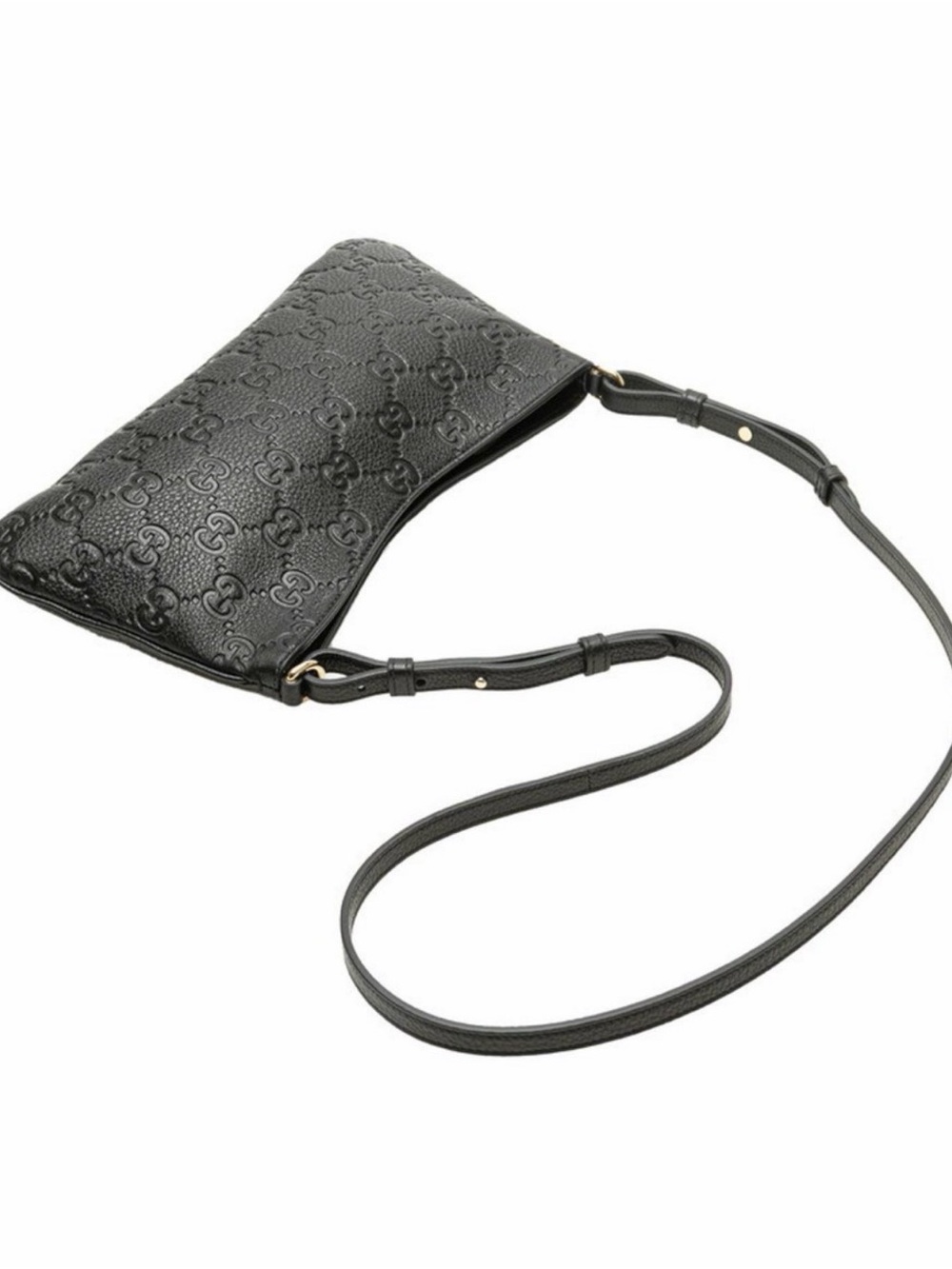 Gucci Emblem 2 Way black Signature Leather Chain Shoulder Bag - Picture 2 of 7